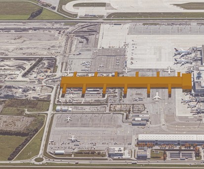 Visualisierung des sogenannten T-Stiels: So soll der Airport München wachsen.