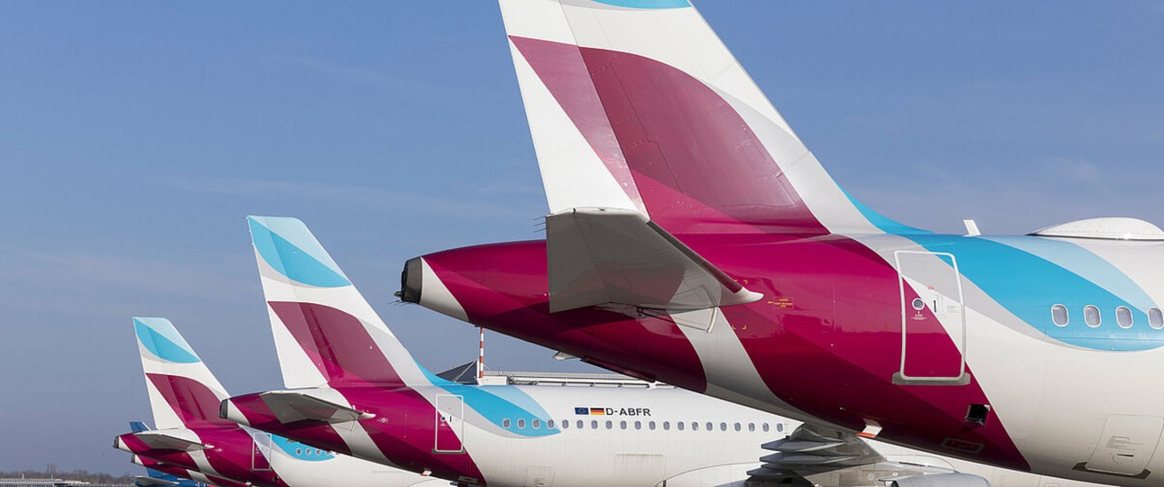 Eurowings-Flieger in Hamburg: Bald seltener unterwegs.