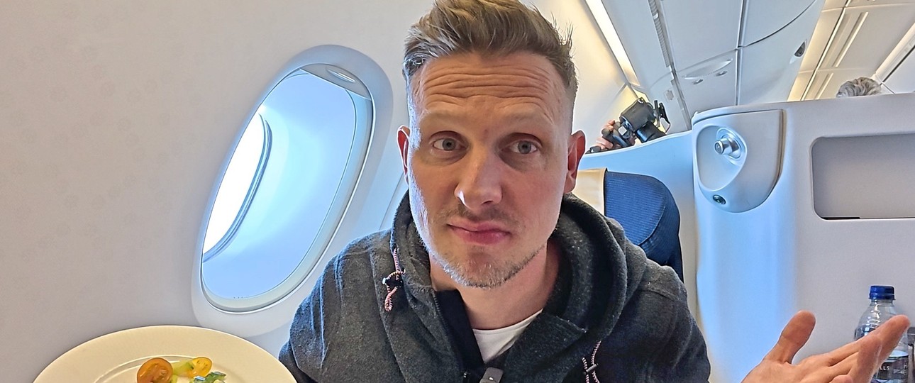 Josh Cahill im Airbus A380 von Global Airlines: Keine Liebe auf den ersten Blick.