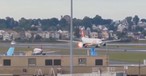 Flammen am Triebwerk: Der Airbus A330 von Swiss musste den Start abbrechen.