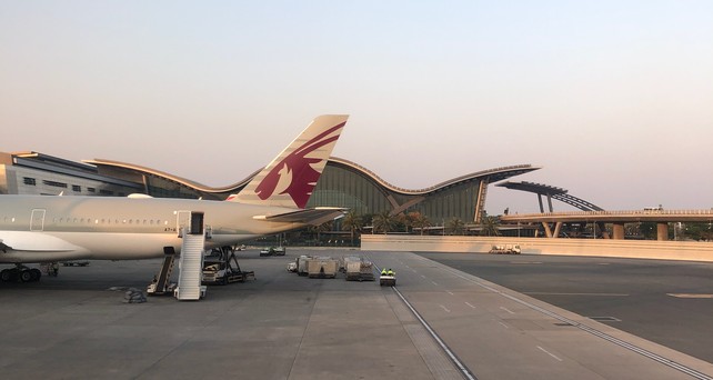 Qatar Airways in Doha: Nicht mehr viel unterwegs. 