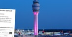 Airport Atlanta und ein Screenshot der nicht erreichbaren Webseite: Reisende müssen sich woanders informieren.
