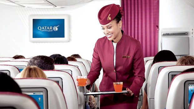 Flugbegleiterin von Qatar Airways: 80 Prozent sind Frauen.