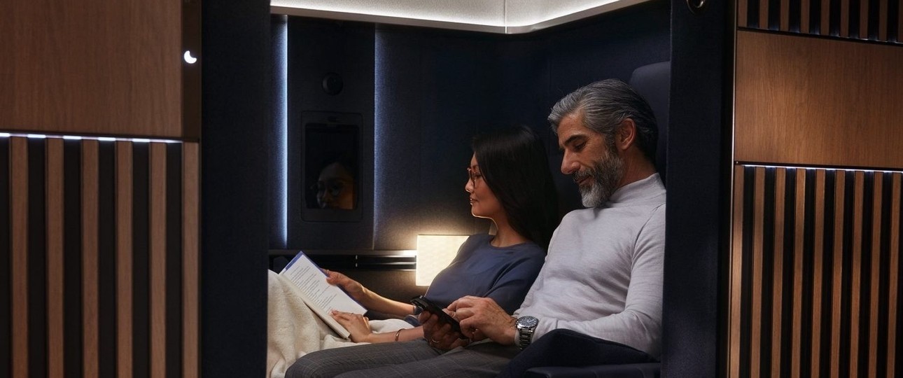 Allegris-Doppelsuite an Bord des Airbus A350 von Lufthansa: Flugbegeleitnede kritisieren Enge.