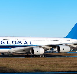 Airbus A380 von Global Airlines: Es geht vorwärts in Dresden.