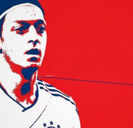 Darstellung von Mesut Özil bei Arsenal: Emirates sponsert den Club.
