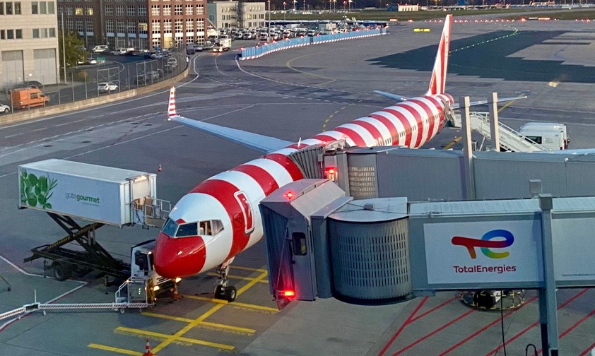 Die D-ABOM zurück in Frankfurt: Sie führt den Sonderflug durch.
