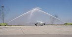 Der erste Flug von Leav nach Damaskus: Wurde dort mit Wassersalut begrüßt.
