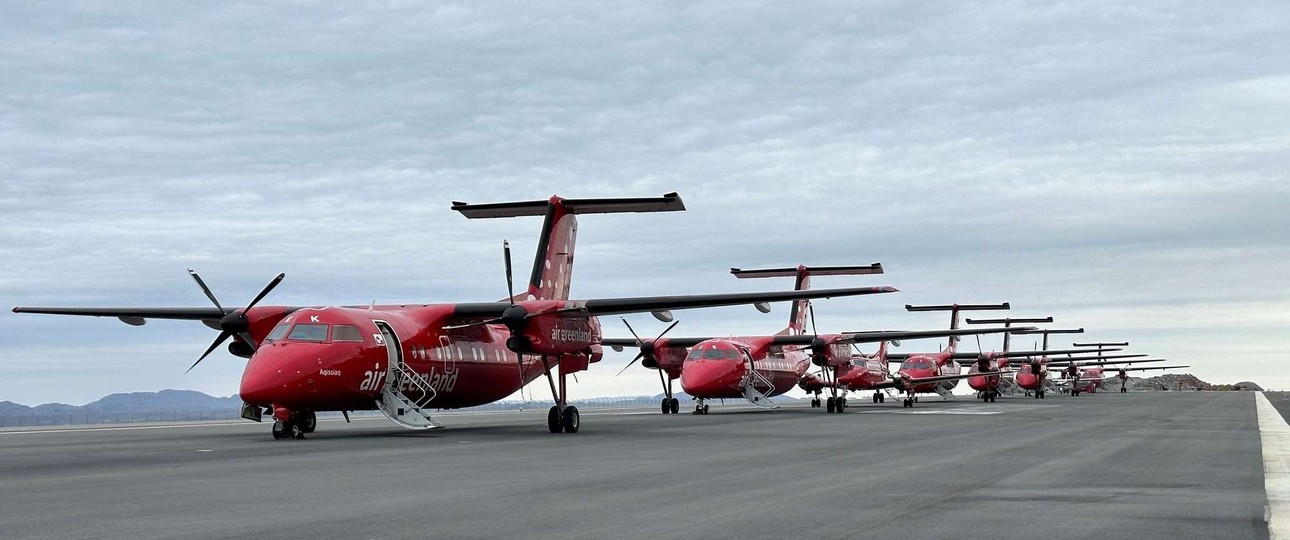 Dash-8-Flotte von Air Greenland: Die Fluglinie will auch einen Mittelstreckenjet.