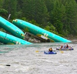 Kaputte Rümpfe im Fluss: Ein seltener Anblick.