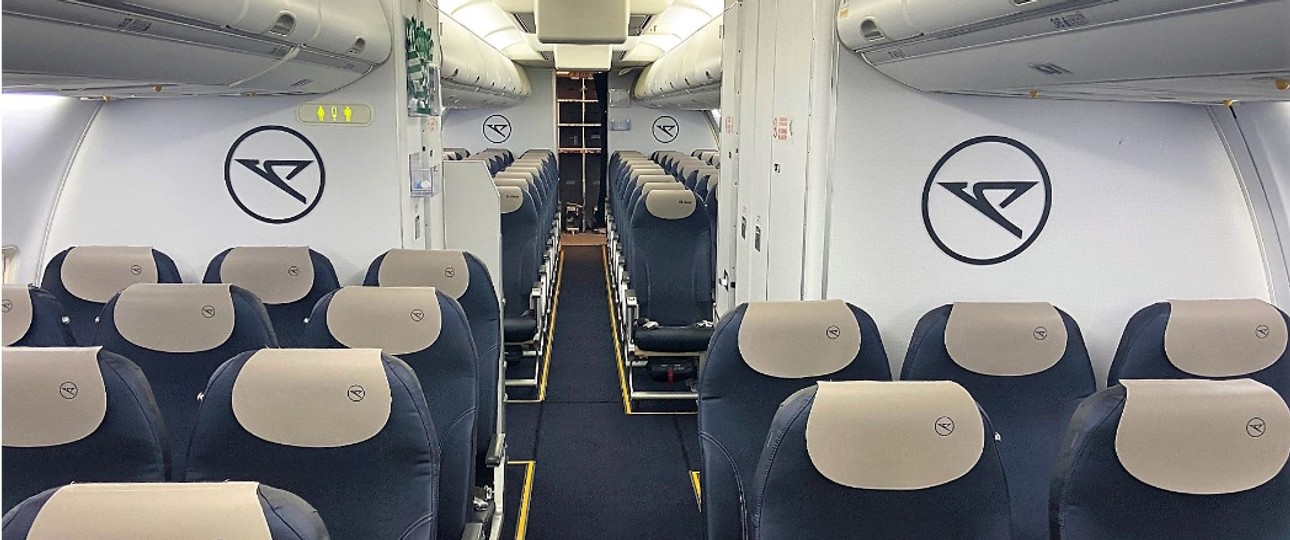 Die modernisierte Kabine einer Boeing 757 von Condor: Die Fluggesellschaft erneuert bei einem Großteil der Mittelstreckenflotte die Kabine.