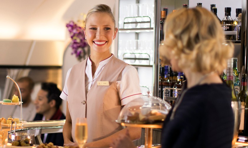 Bordbar im Airbus A380 von Emirates: Ein spezielles Extra.