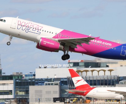 Wizz-Air-Jet beim Start in Wien: Sucht den Erfolg in unterversorgten Märkten.