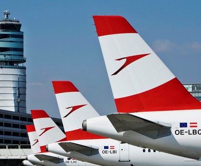 Austrian Airlines jets in Vienna.