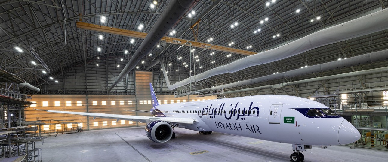 Die Boeing 787 HZ-RXX:  Riyadh Air bezeichnet sie als «technical spare aircraft» - muss aber dennoch mit ihr starten.