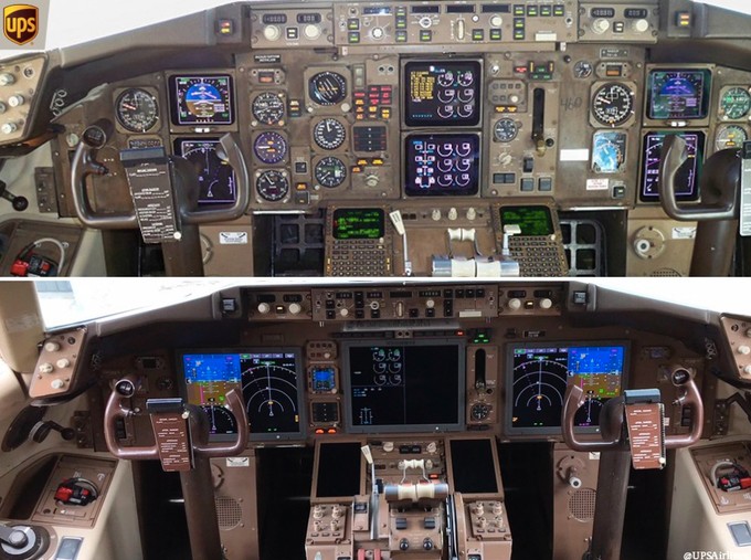 Auch bei den beiden Typen wird das Cockpit modernisiert (oben das bisherige Cockpit und unten das modernisierte). Jedoch bekommen beide Flugzeuge dabei nur neue Bildschirme spendiert.