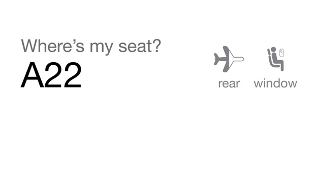 Auch die Position im Flugzeug ist zu erkennen.