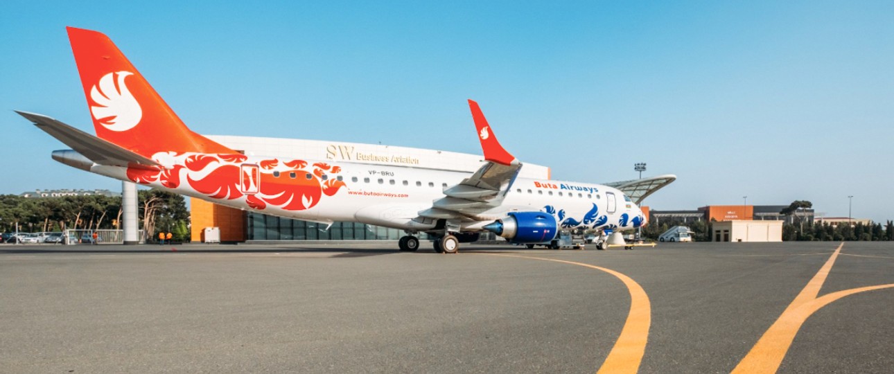Embraer E-190 von Buta Airways: Die Airline bleibt dem Flugzeug treu.