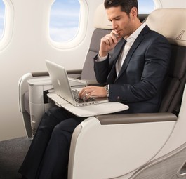 Corsairs neue Business Class: Stets zwei Sitze nebeneinander.
