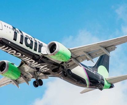Eine Boeing 737 Max 8 von Flair Airlines: Die Fluggesellschaft hat Ärger mit der kanadischen Steuerbehörde.