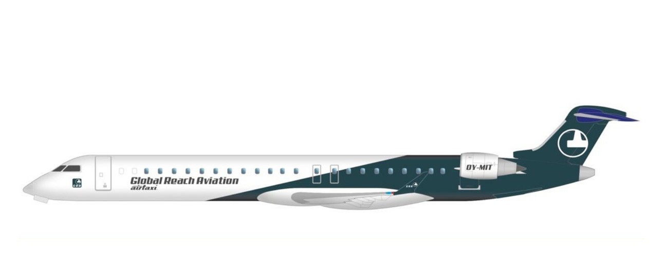 So soll die neue Bombardier CRJ 900 daherkommen: Global Reach Avation baut mit dem Jet aus.