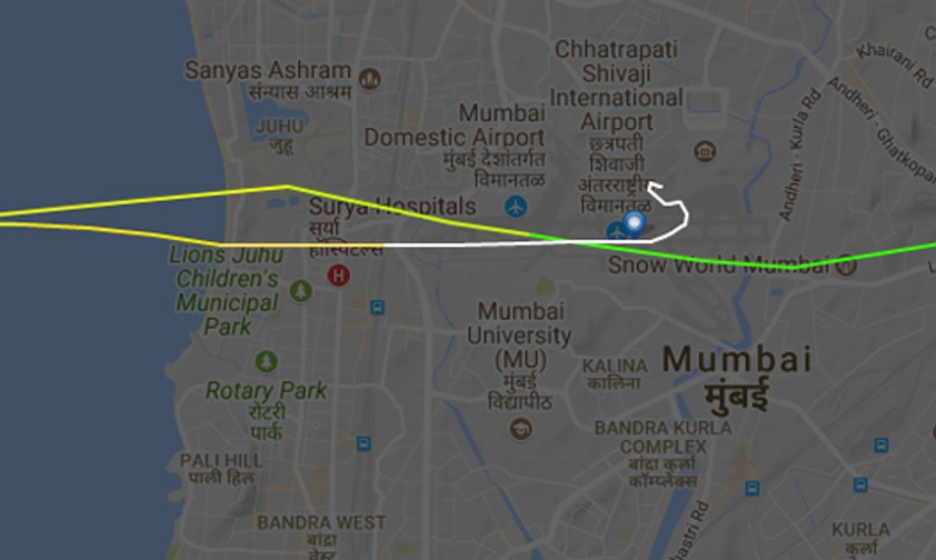 Kurs von Flug SQ422: Im ersten Anlauf Richtung Juhu abgedreht, dann korrigiert.