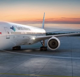 Neue B777 von Garuda: Erstmal nach Tokio.