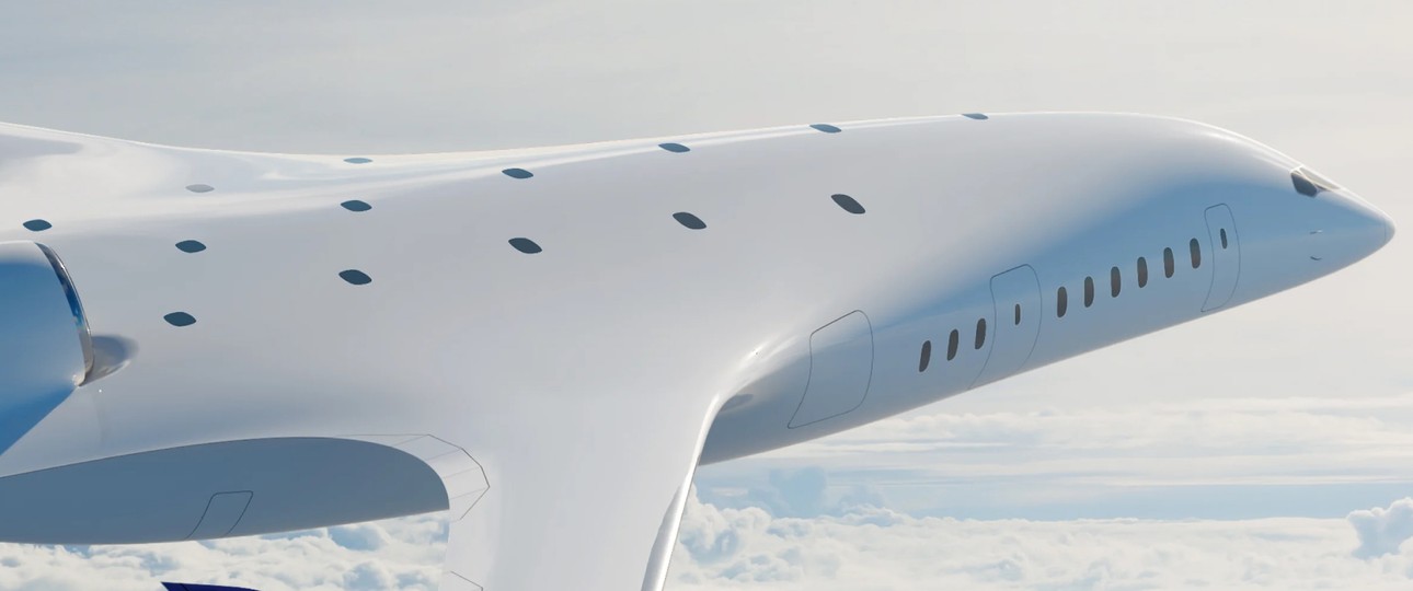 So sieht das Blended Wing Body-Flugzeug von Jet Zero aus. Es soll 2030 eingeführt werden.