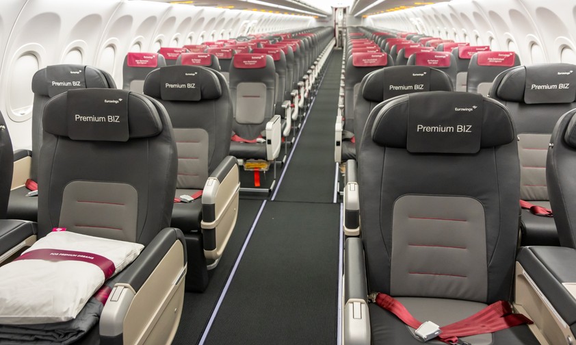 Premium Biz bei Eurowings: Inzwischen sind die Sitze wieder ausgebaut. 