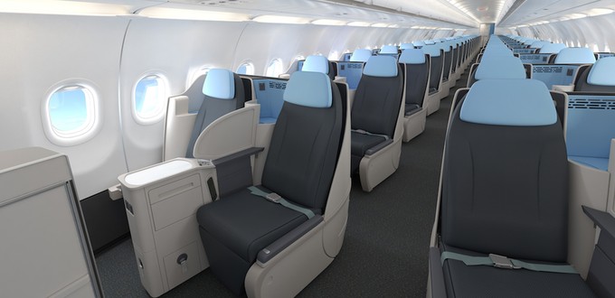 Die Kabine der A321 Neo von La Compagnie: 76 Sitze in ...