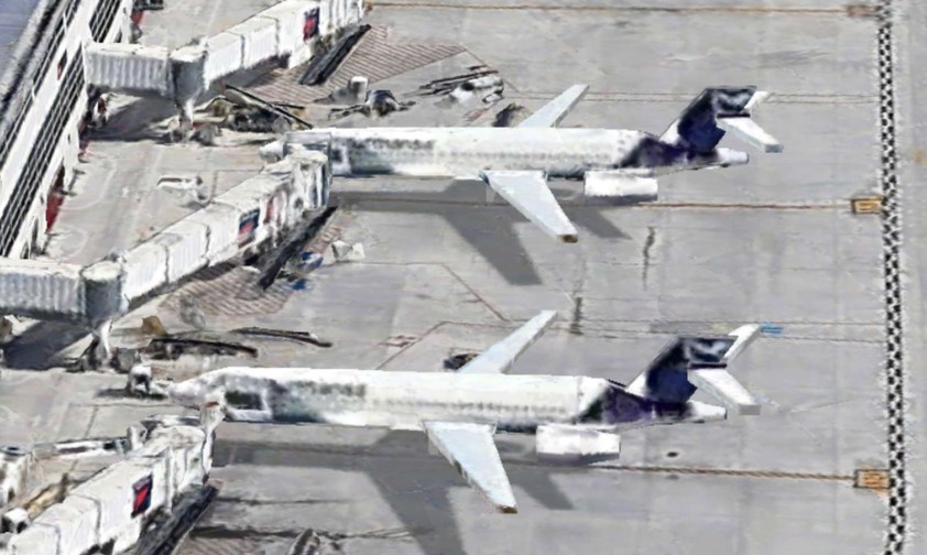 Zwei Boeing 717 von Lufthansa: Die Maschinen erscheinen in Google Maps am Flughafen Detroit.