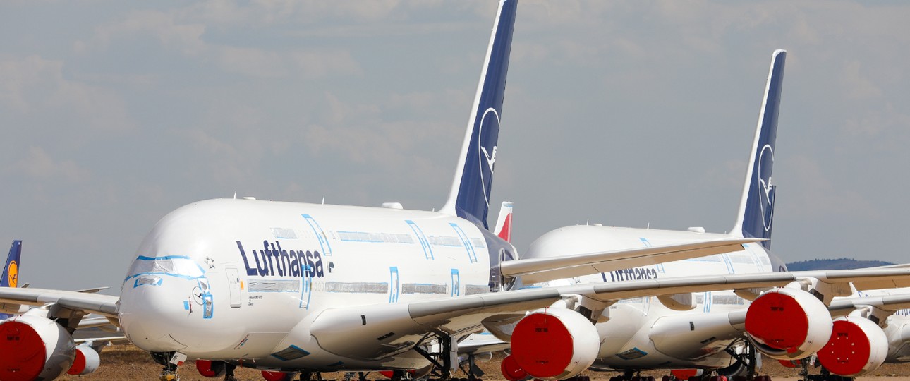 Eingelagerte A380 von Lufthansa: Airbus erhält sechs zurück.