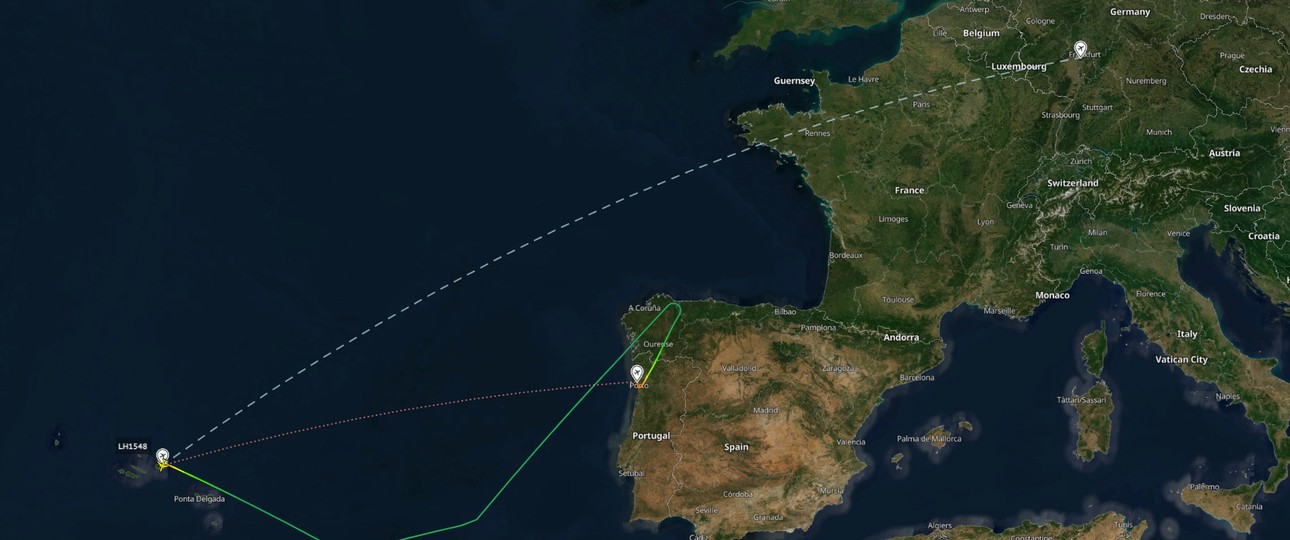 Lufthansa-Flug LH 1548 kam erst nicht in Ponta Delgada an - und dann auch nicht in Frankfurt.