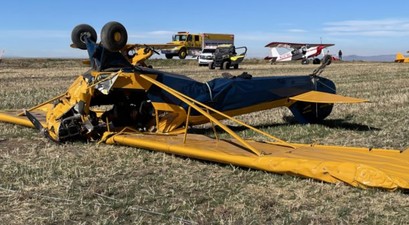 Die Piper PA-11 nach dem Unfall in Idaho: Vorausgegangen war ein Pumpkin drop,