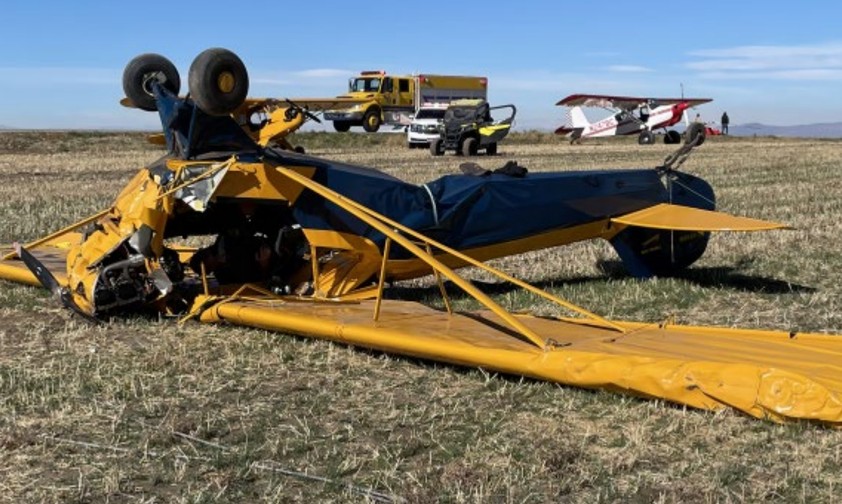 Die Piper PA-11 nach dem Unfall in Idaho: Vorausgegangen war ein Pumpkin drop,