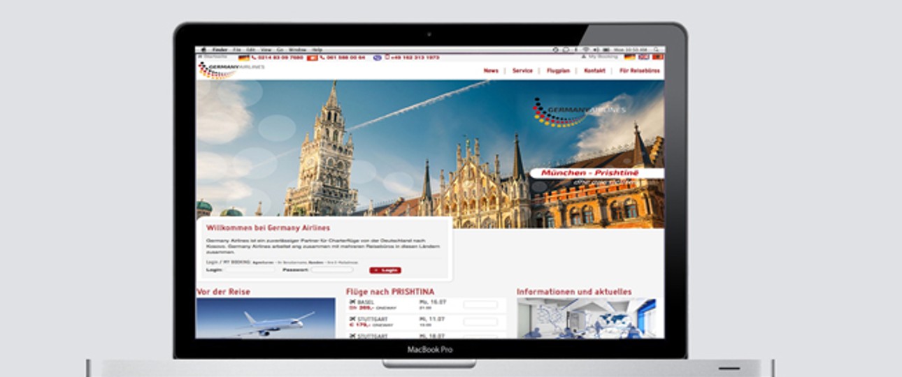 Webseite von Germany Airlines: Auf den ersten Blick sieht alles seriös aus.