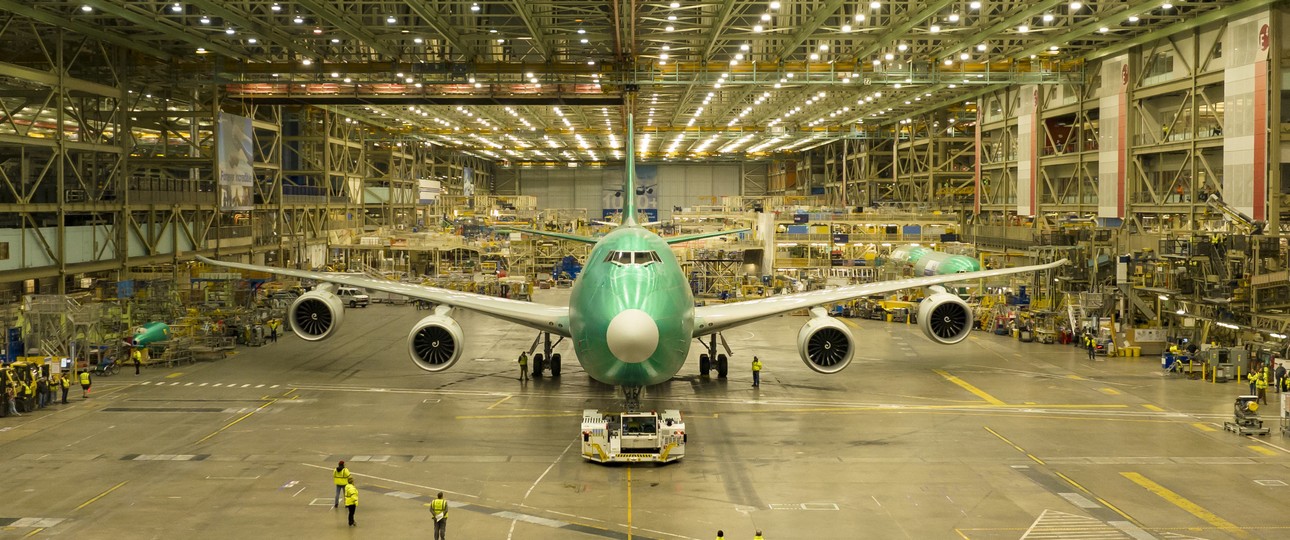 Die allerletzte Boeing 747 im Produktionshangar in Everett bei Seattle.