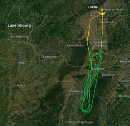 Flugverlauf der D-ABYO am Dienstag: Wieder übe Deutschland unterwegs.