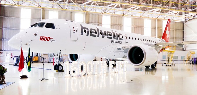 HB-AZE at the Embraer factory in São José dos Campos.