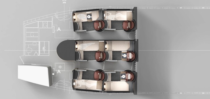 Das Kabinenlayout in einer Boeing 777 könnte so aussehen.