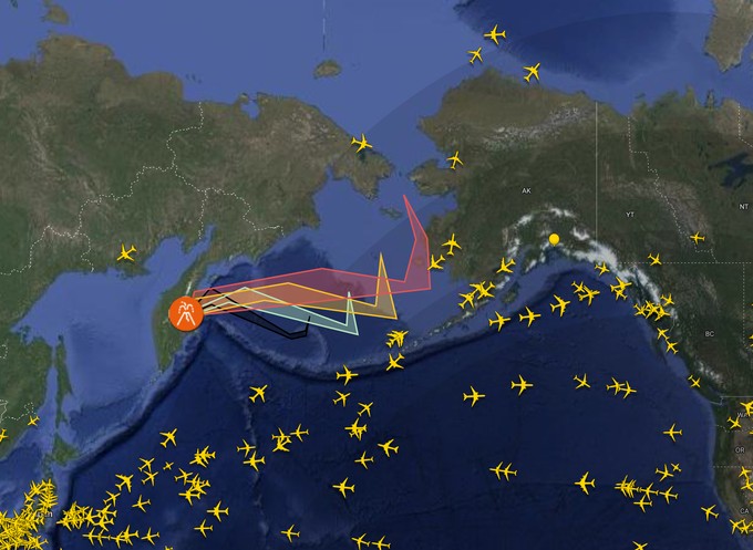 Flightradar zeigt, wo zu verschiedenen Zeitpunkten die Vulkanasche prognostiziert ist. Hier zu sehen am Morgen des 11. August (MESZ).