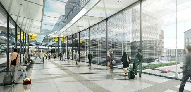 Der neue zentrale Terminal-Bereich wäre ebenfalls mit Zugängen zu Hotels (Terminal 2) ausgestattet.