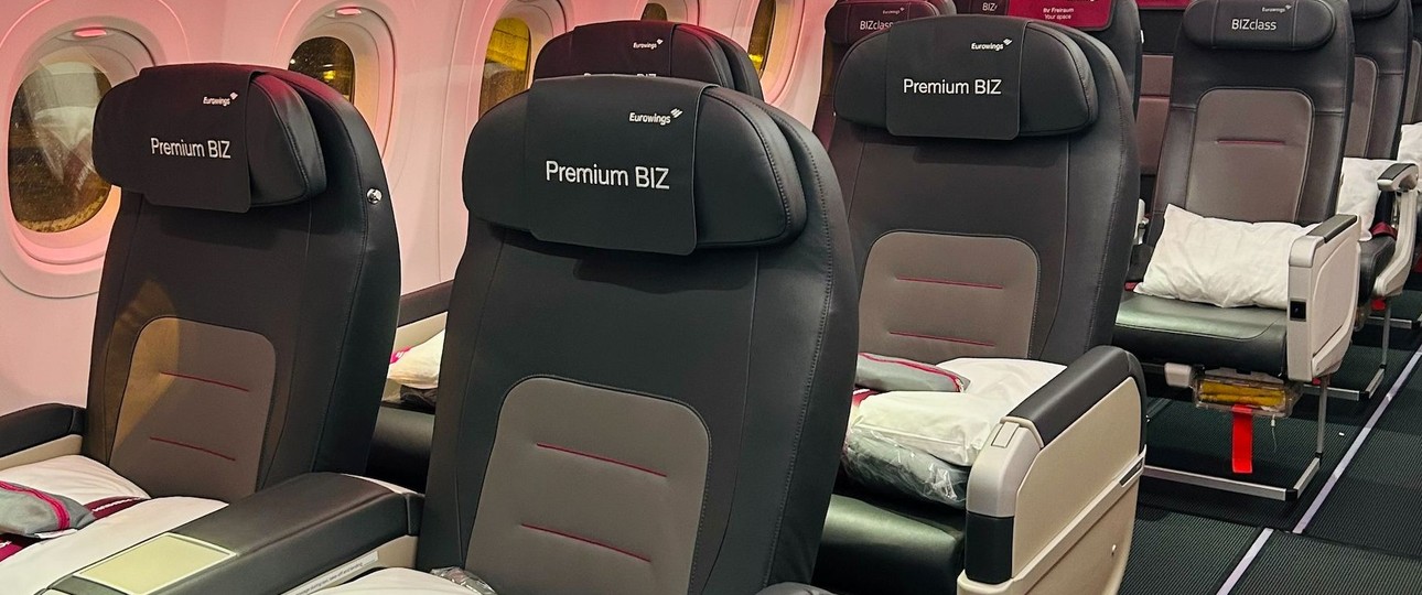 Business Class mit 2-2-Bestuhlung bei Eurowings: Gibt es künftig in acht Flugzeugen.