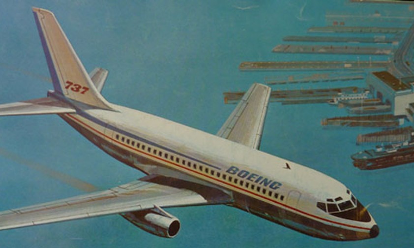 <strong>Das Baby:</strong> Bis zur 737 hatte Boeing nur große Flugzeuge hergestellt. Das 28.7 Meter lange Flugzeug wirkte neben den anderen Modellen 727 (40,6 Meter) und 707 (44,2 Meter) wie ein Zwerg. Daher bekam es den Übernamen Baby-Boeing.