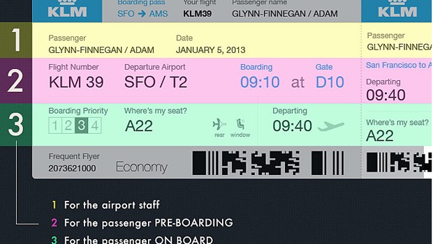 Zusätzlich schafft das neue Design eine Chronologie: Oben die Informationen für Flughafen und Airline, darunter folgen die für den Passagier.