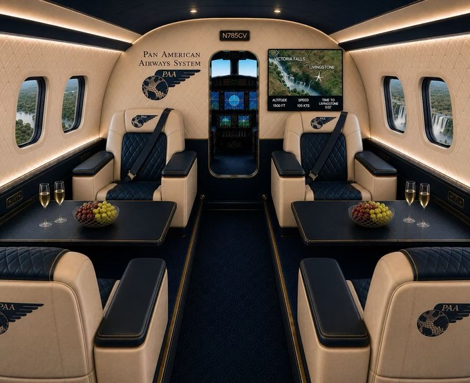 Blick in die Kabine der Catalina II von Pan Am.