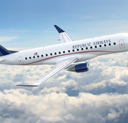 Embraer E175 in den Farben von Republic: Die Airline kaufte groß ein in Farnborough.