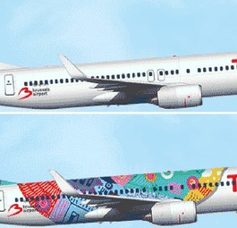 Visualisierung des Tuifly-Fliegers: So weiß wie oben soll er nicht abheben. Unten ist ein Designvorschlag zu sehen.