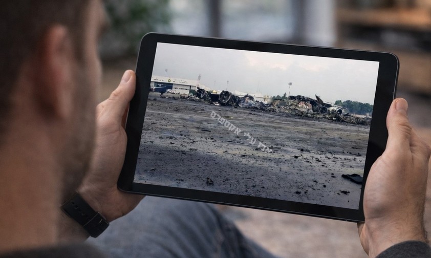 Das Bild, das angeblich den zerstörten Airbus A340 von Mahan Air zeigt: Lässt sich nicht unabhängig verifizieren.