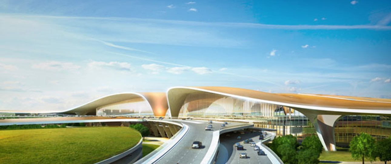 Das neue Passagierterminal des Beijing Daxing Airports wirkt majestätisch und dank der geschwungenen Formen doch nicht erdrückend. Dabei hat es eine Kapazität von bis zu 130 Millionen Passagieren pro Jahr. Es ist mit dem Auto zu erreichen...